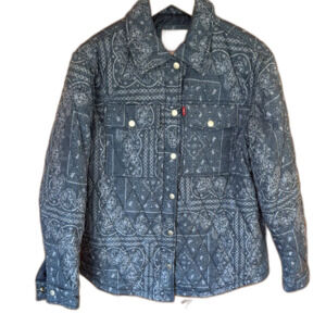 Levi's Indigo Paisley Diamond Quilted Lightweight Shirt Jacket Women's S